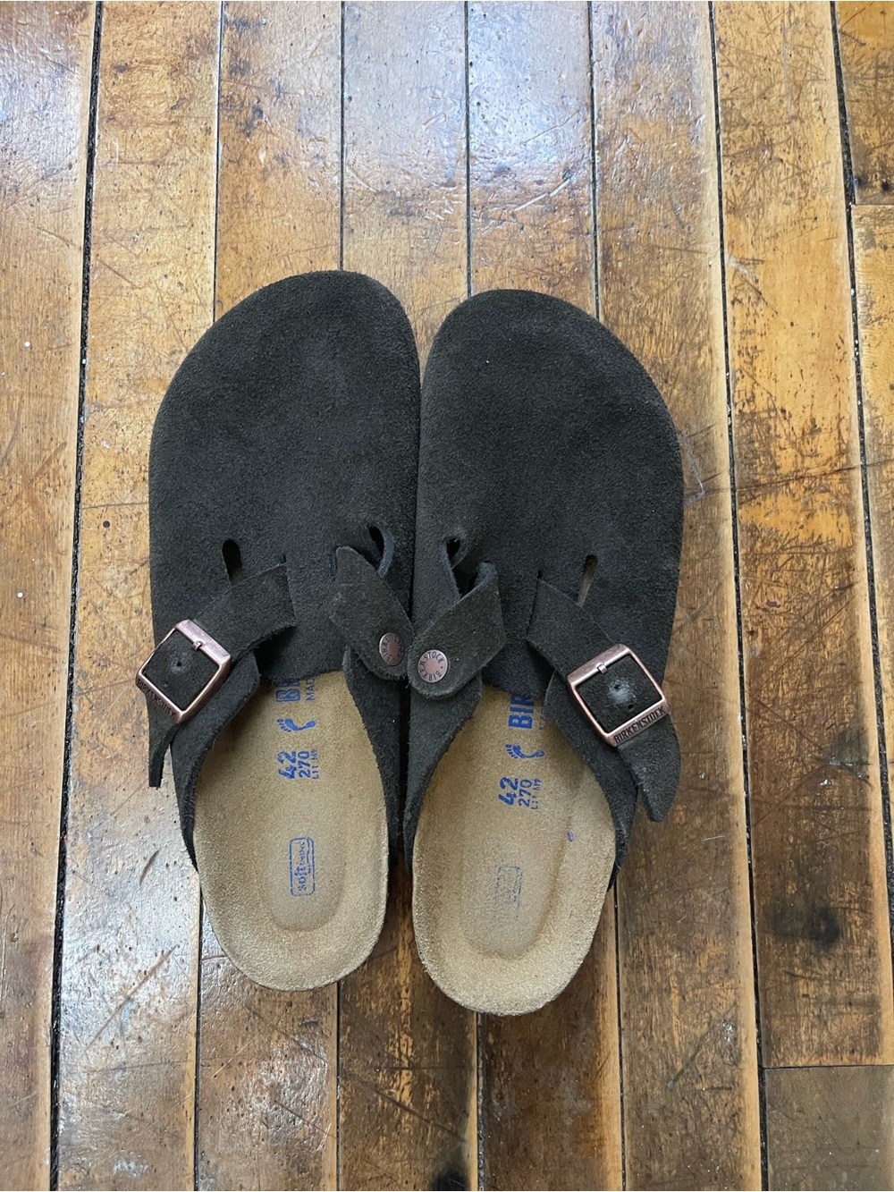 brown suede birkenstock boston- size 42 W11
